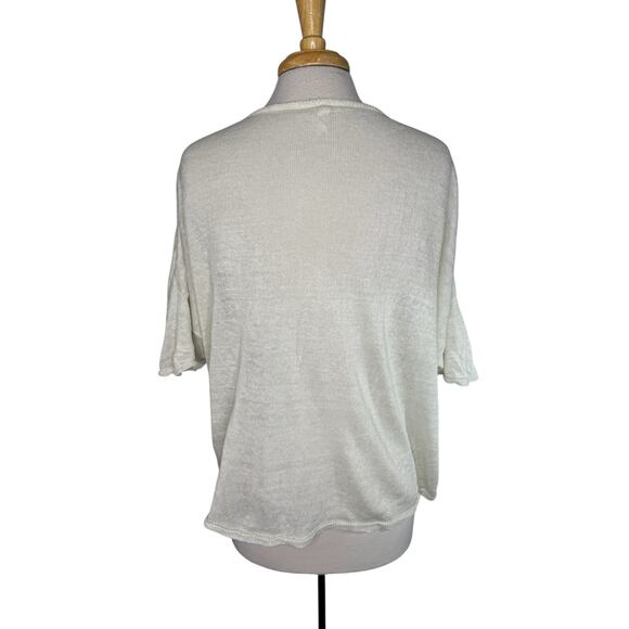 EILEEN FISHER 100% Linen Pale Green Knit Top Sz Large Womens Open Weave #S16RDI - Picture 3 of 9